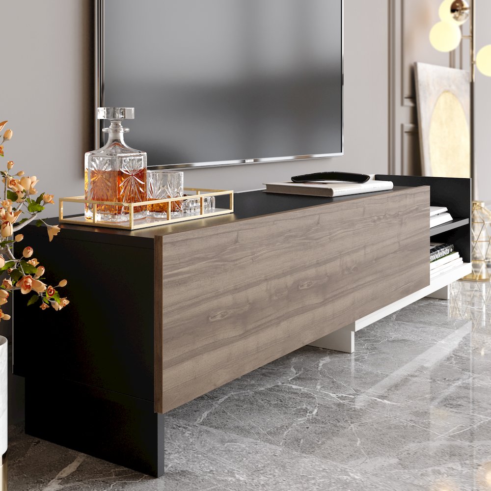 Parion Tv Stand Black White Walnut. Picture 4