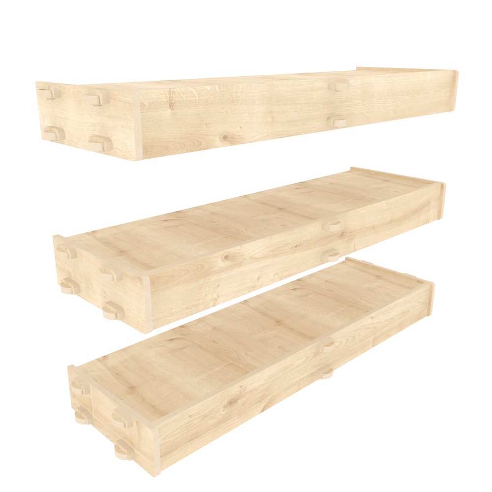Hiko 3 Piece Wall Shelf Sapphire Oak. Picture 2