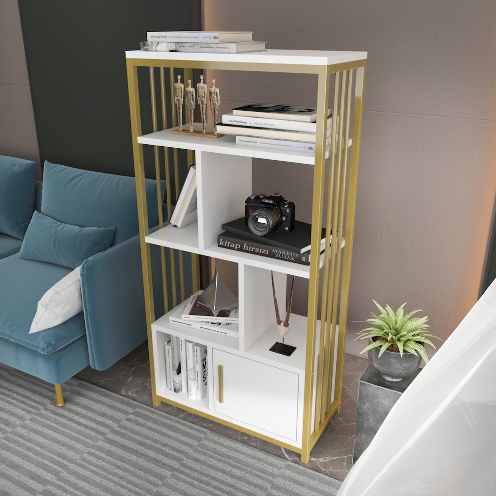 Valero Bookcase White Gold. Picture 3