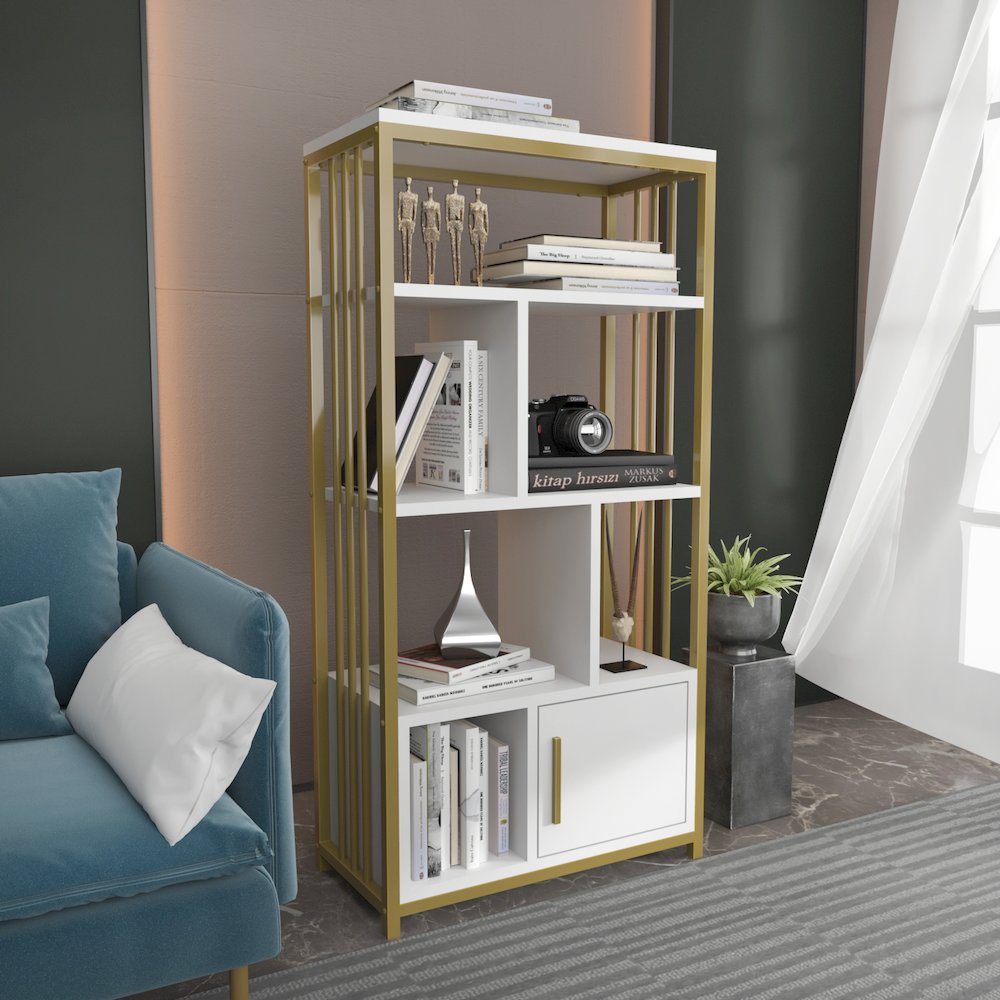 Valero Bookcase White Gold. Picture 4