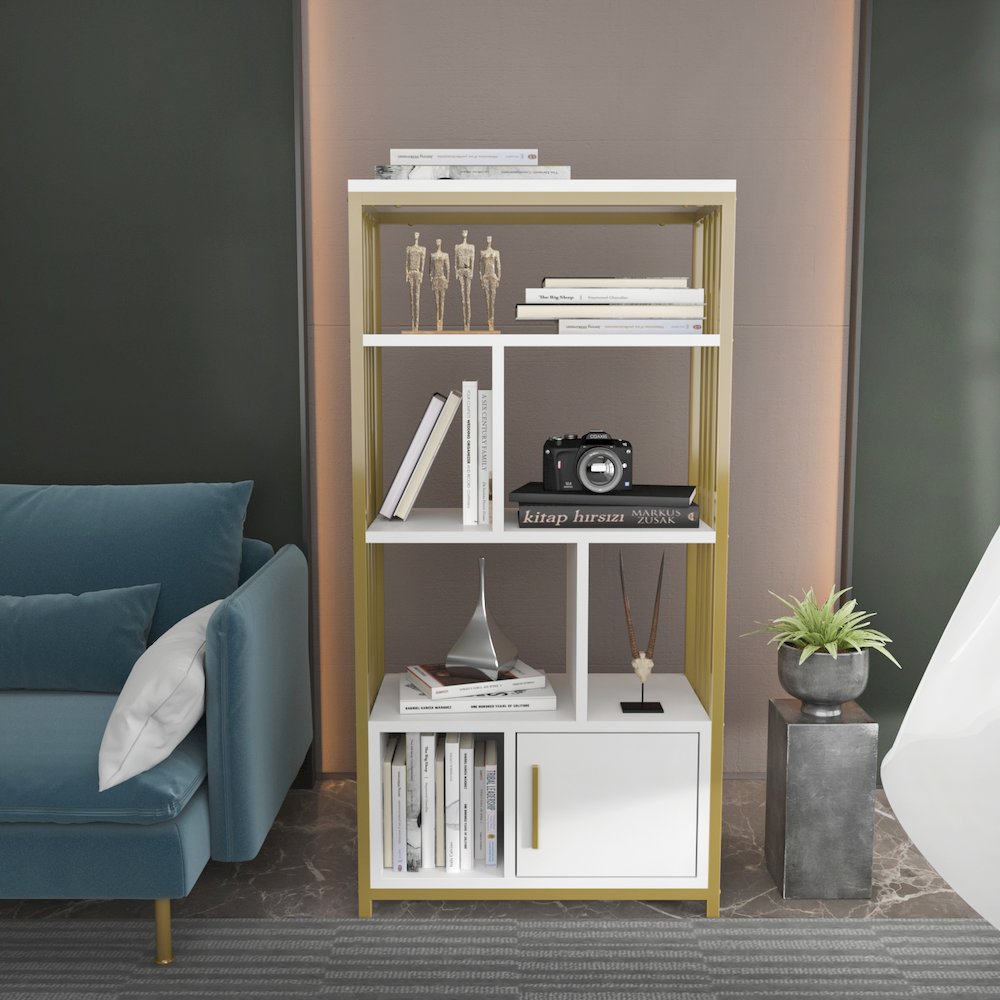 Valero Bookcase White Gold. Picture 5