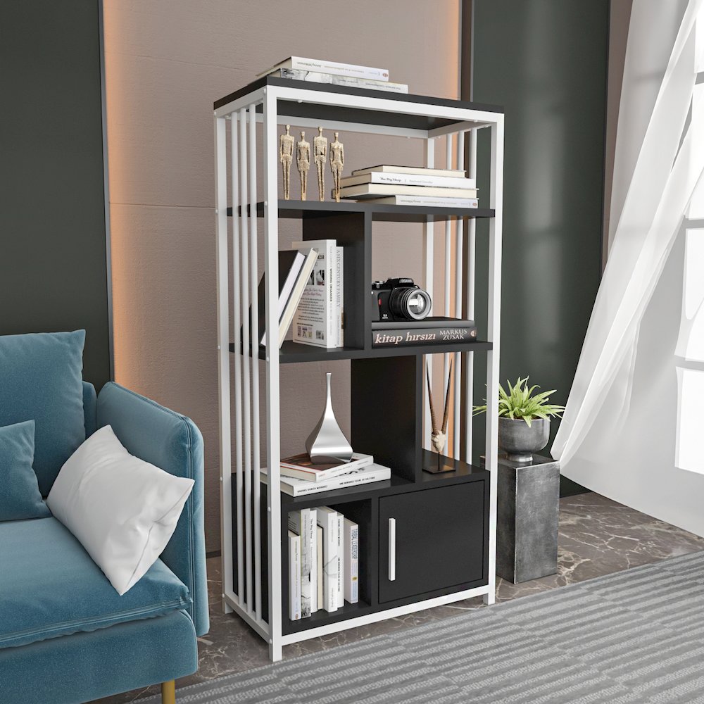 Valero Bookcase White Black. Picture 3