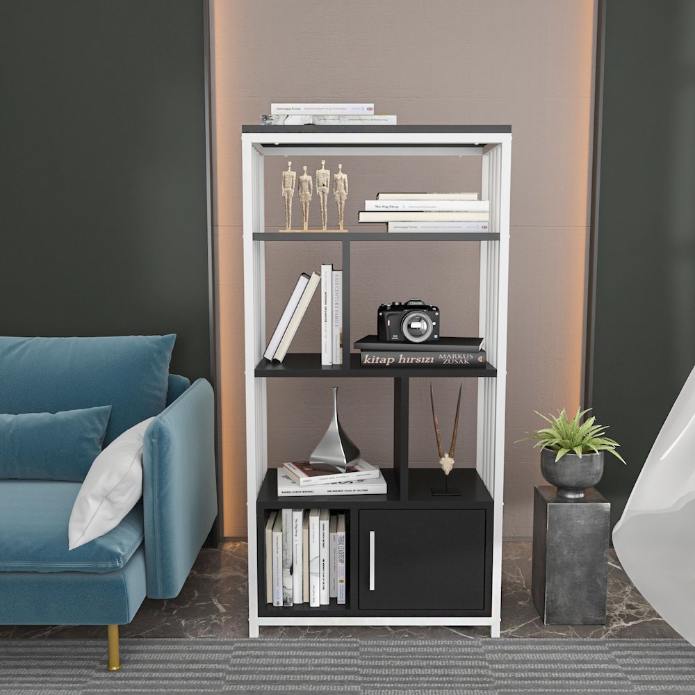 Valero Bookcase White Black. Picture 4
