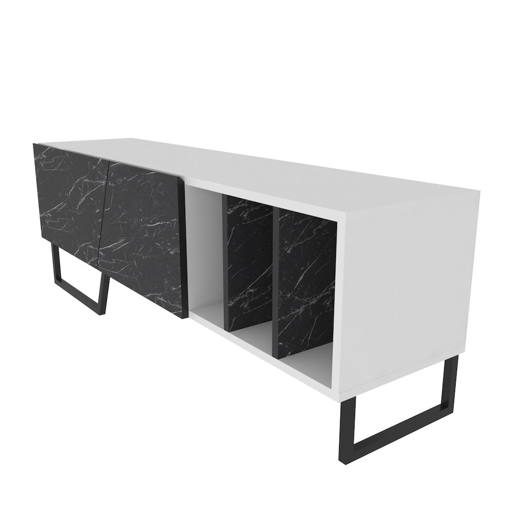 Linossa Tv Stand White Bendire Marble Black. Picture 3