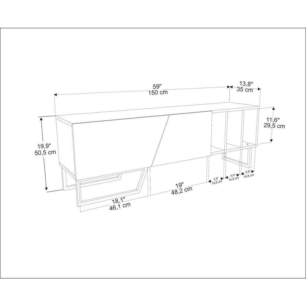 Linossa Tv Stand White Bendire Marble Black. Picture 7