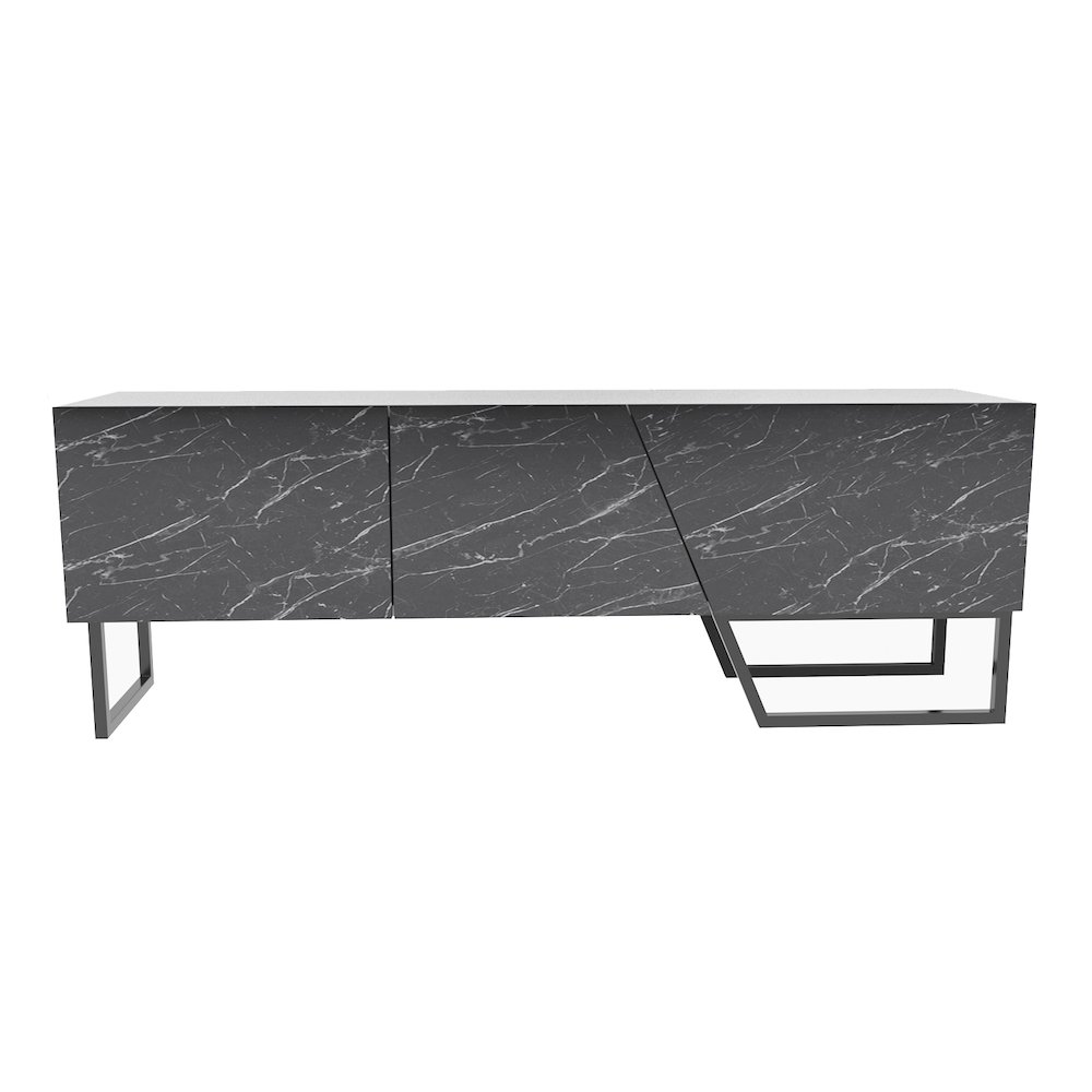 Parla Tv Stand White Bendire Marble Black. Picture 2