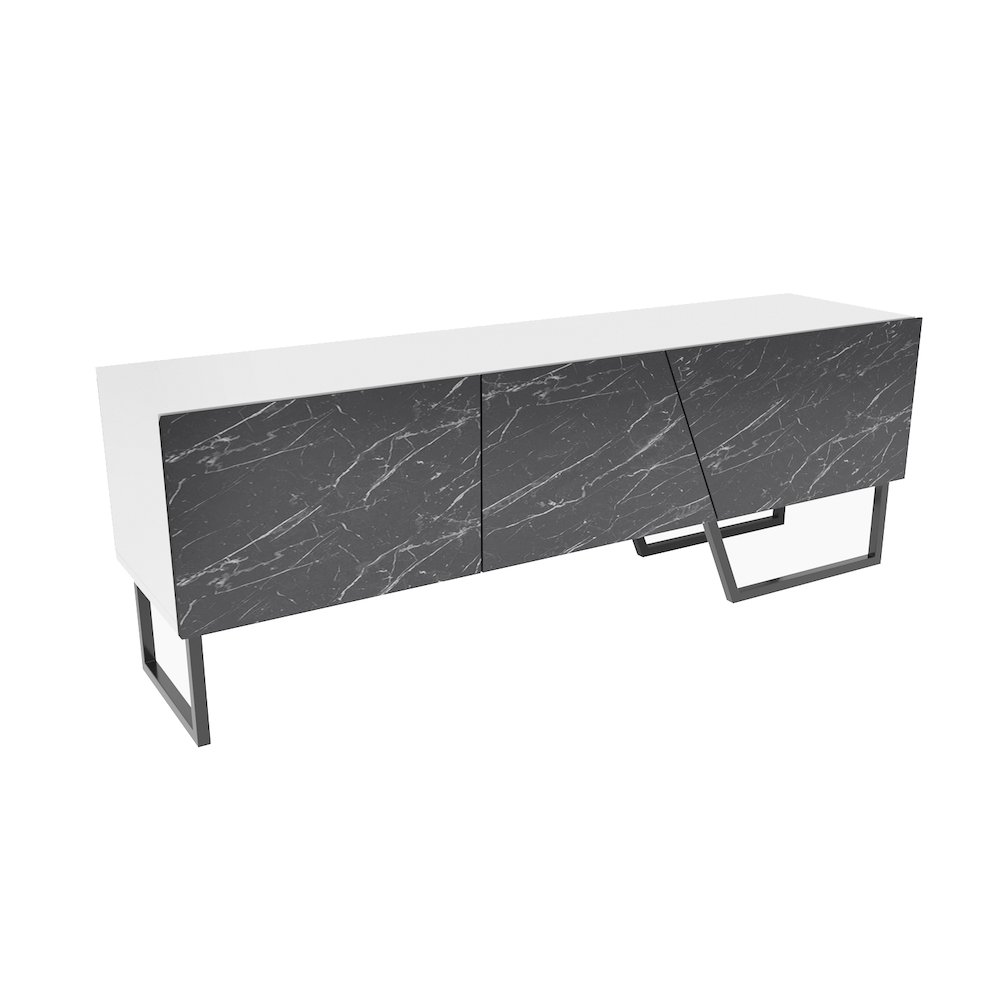 Parla Tv Stand White Bendire Marble Black. Picture 1