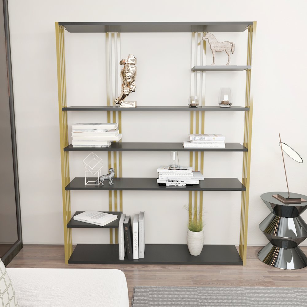 Jeni Bookcase Anthracite Gold. Picture 4