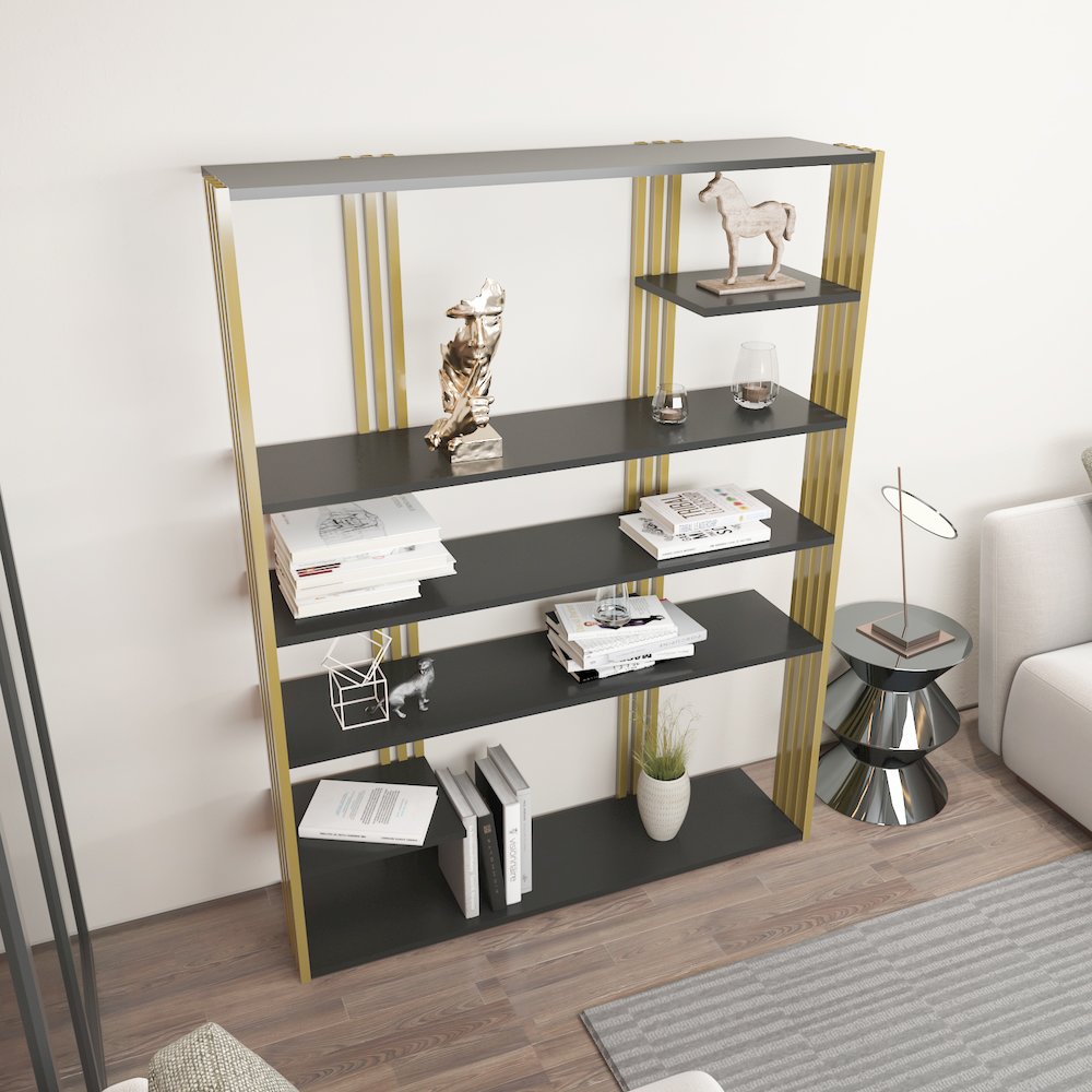 Jeni Bookcase Anthracite Gold. Picture 5