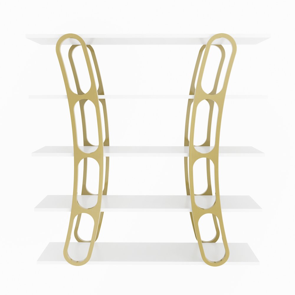 Adar Bookcase White And Gold. Picture 2