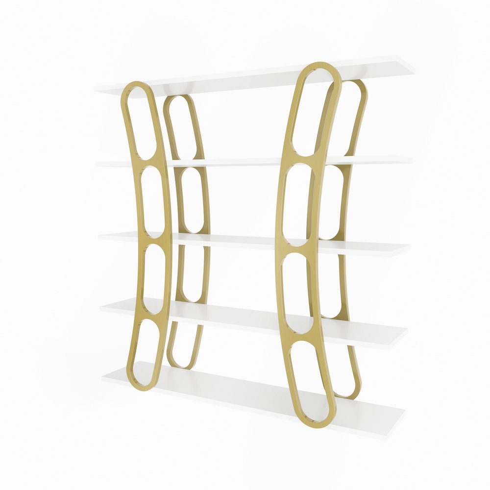 Adar Bookcase White And Gold. Picture 1