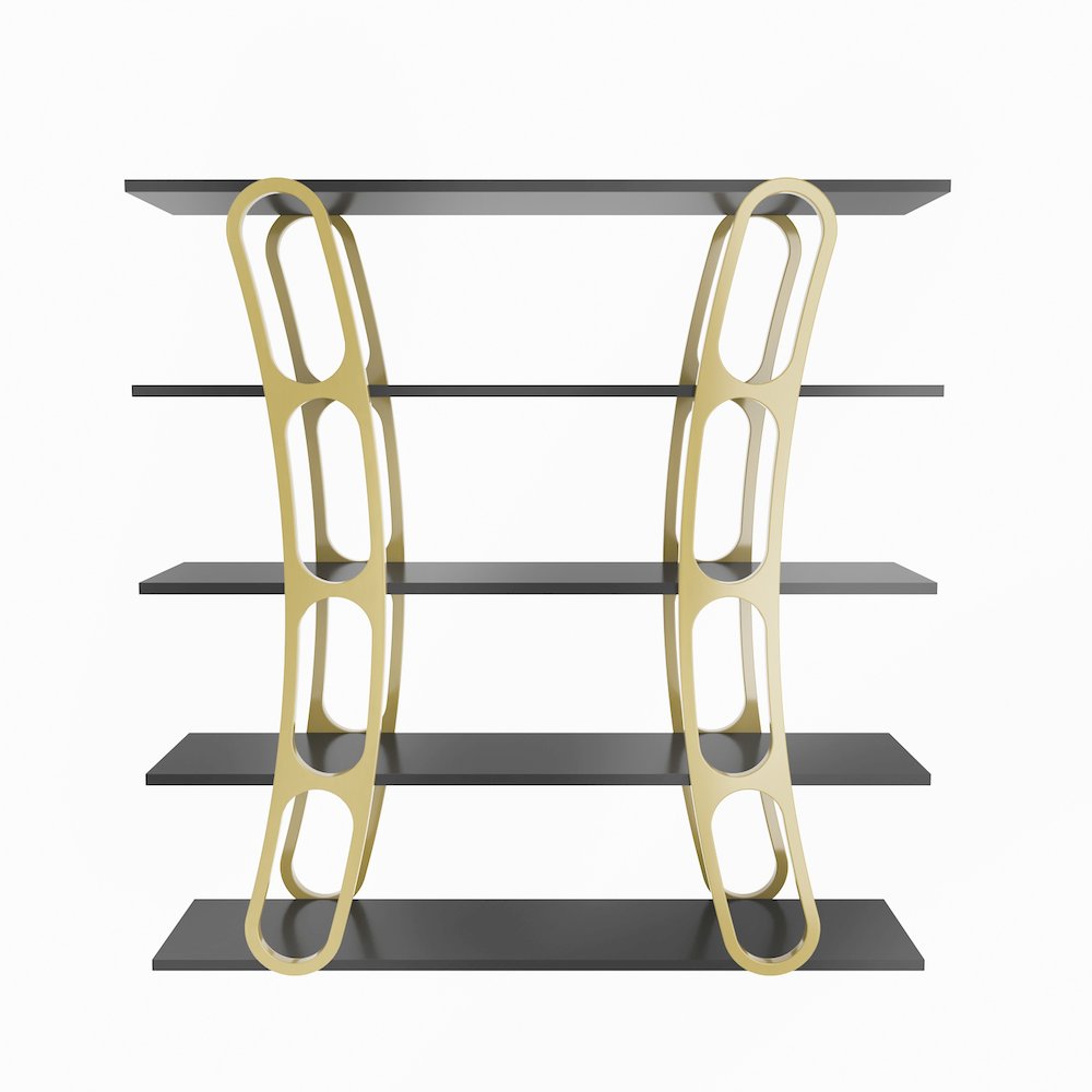 Adar Bookcase Black And Gold. Picture 1