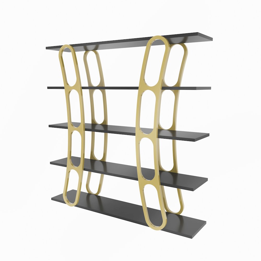 Adar Bookcase Black And Gold. Picture 2