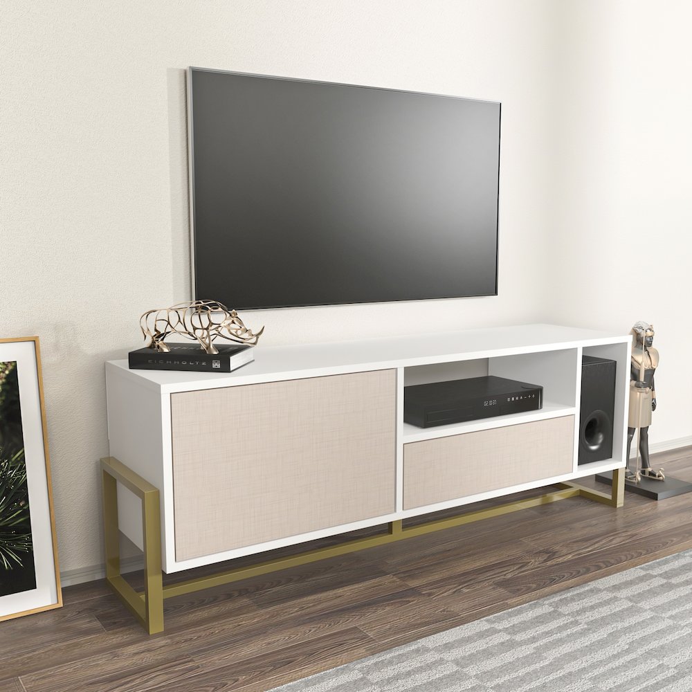 Utopia Tv Stand White Beige. Picture 5