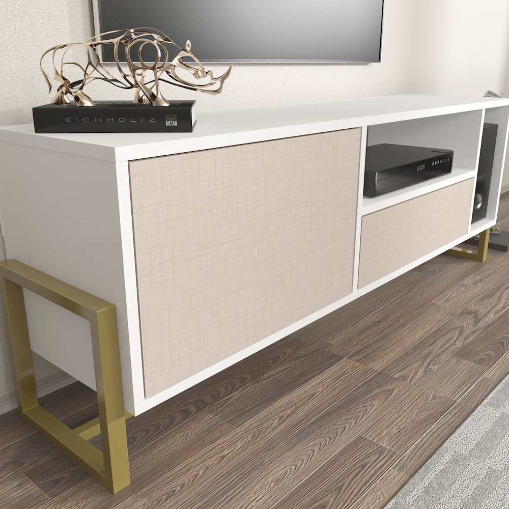 Utopia Tv Stand White Beige. Picture 6