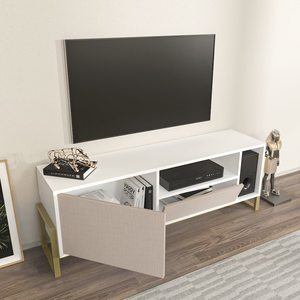 Utopia Tv Stand White Beige. Picture 7