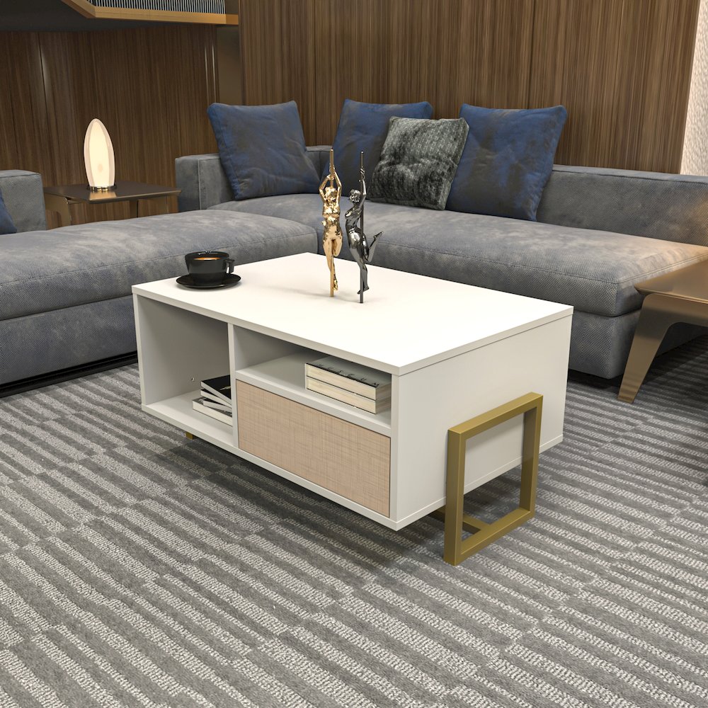 Utopia Coffee Table White Beige. Picture 3