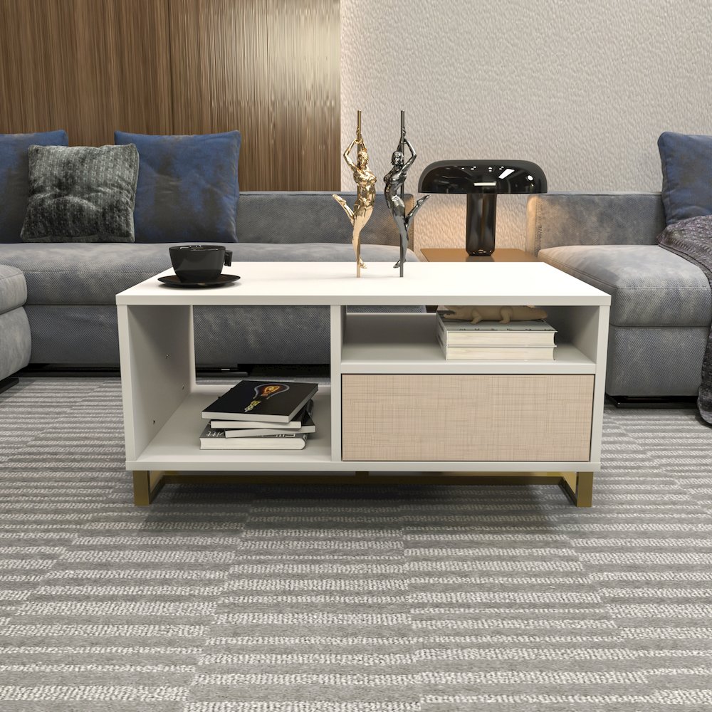 Utopia Coffee Table White Beige. Picture 4