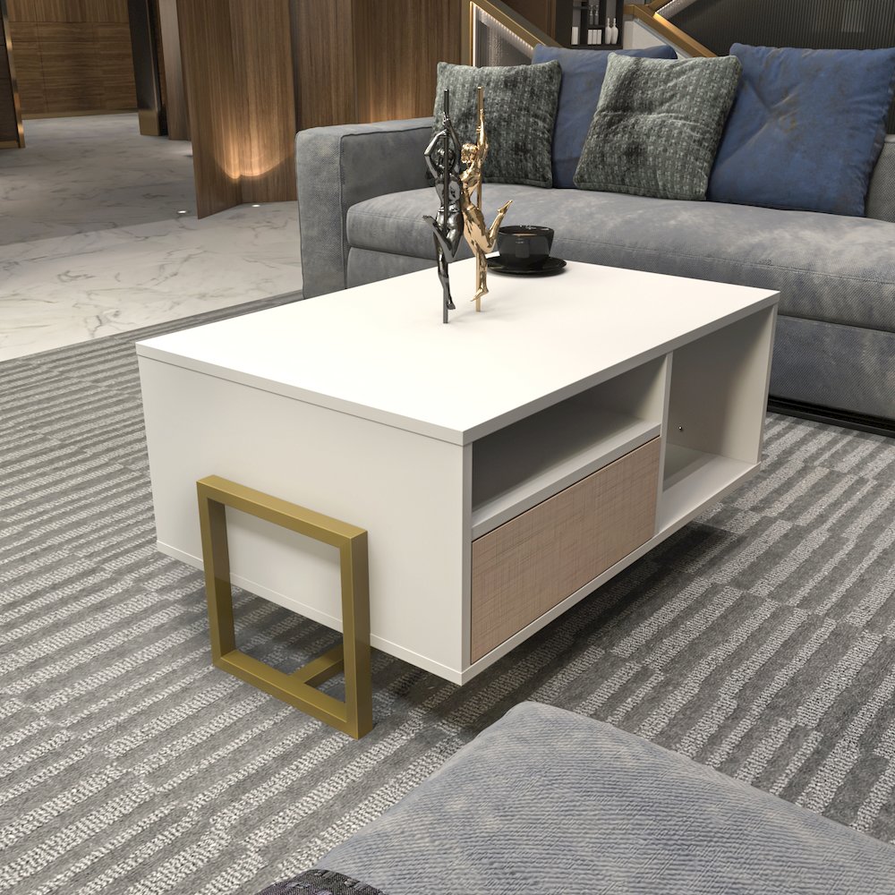 Utopia Coffee Table White Beige. Picture 5