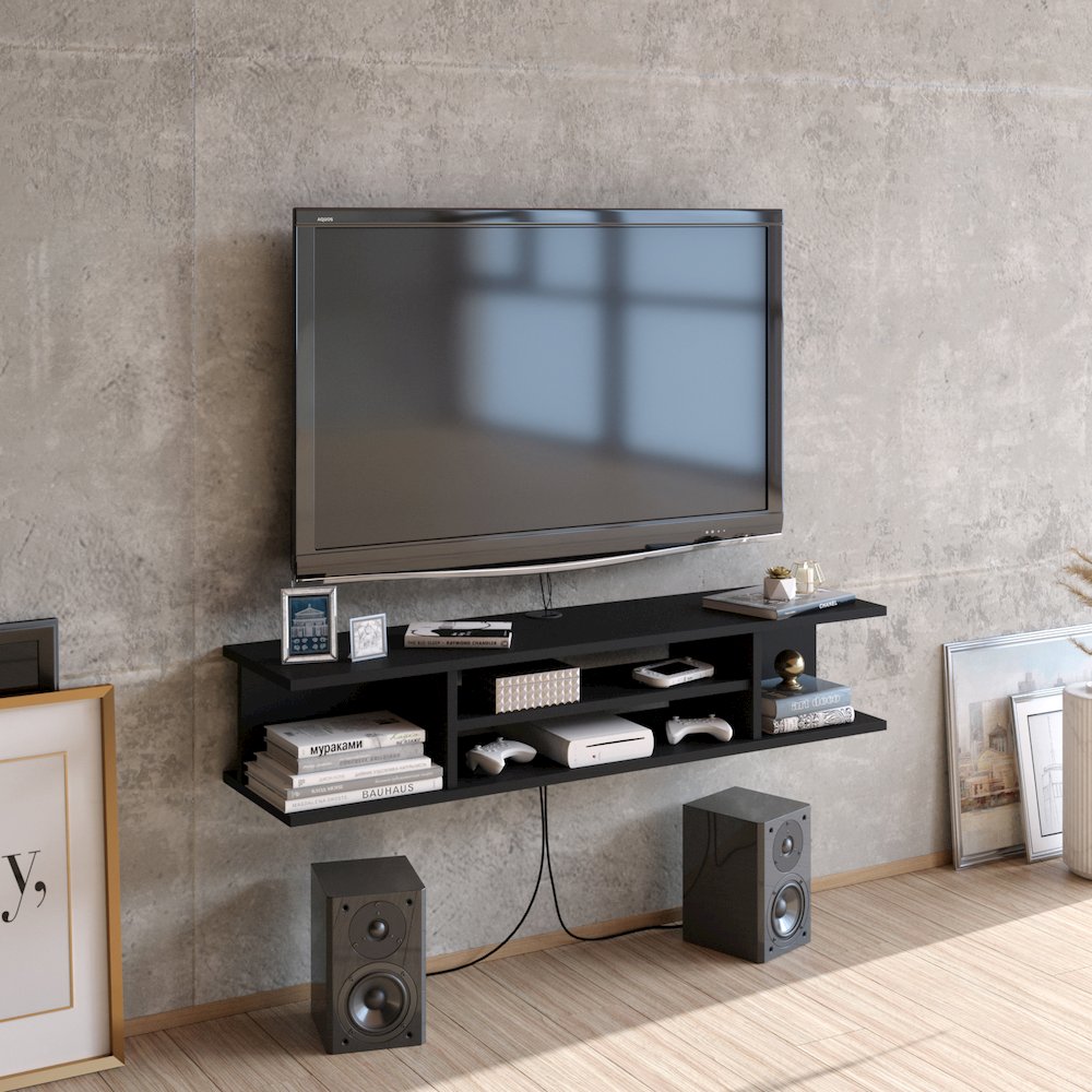 Pivot Floating Tv Stand - Black. Picture 6