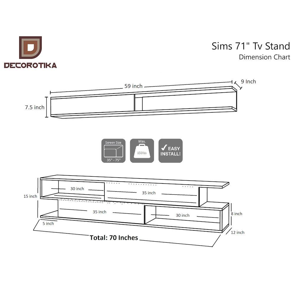 Sims Tv Stand - White Black. Picture 3