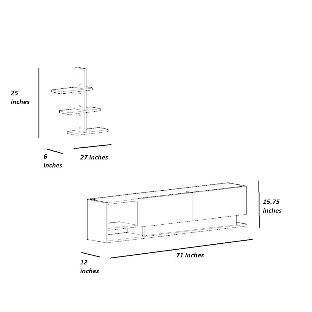Liza Tv Stand - Teak White Black. Picture 5