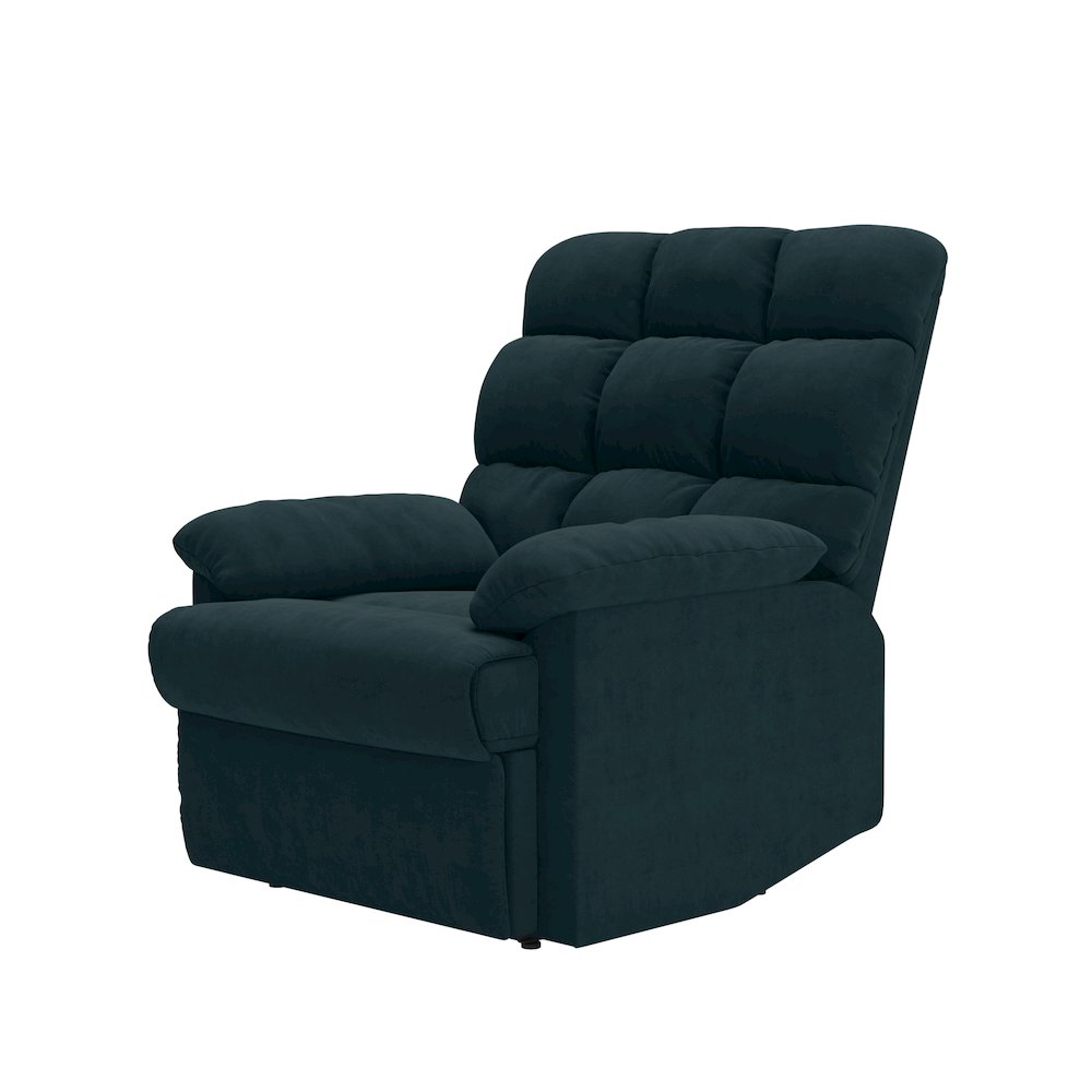 ProLounger Wall Hugger Recliner in Blue Microfiber with Square Tufted Back. Picture 1