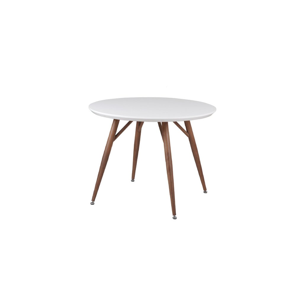 42" Round Glossy Lacquer Finish & Woodern Printing Wood In White/Brown. Picture 2