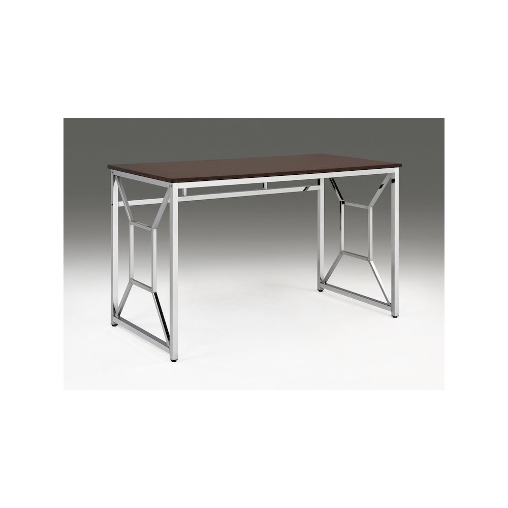 Contemporary Martha Writing Desk Wooden & Chrome In Brown. Picture 3