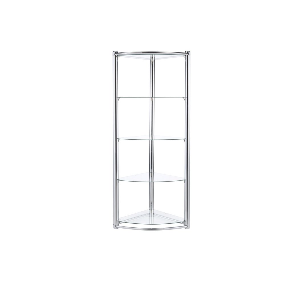 Triangle Display Shelf Tempered Glass / Chrome. Picture 1