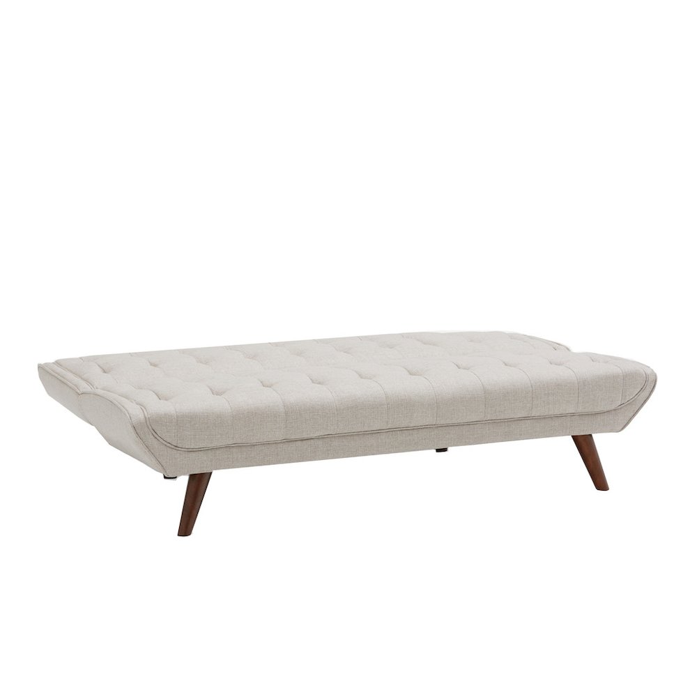Urban Sofabed Upholstery Fabric With Wooden Legs In Beige. Picture 4