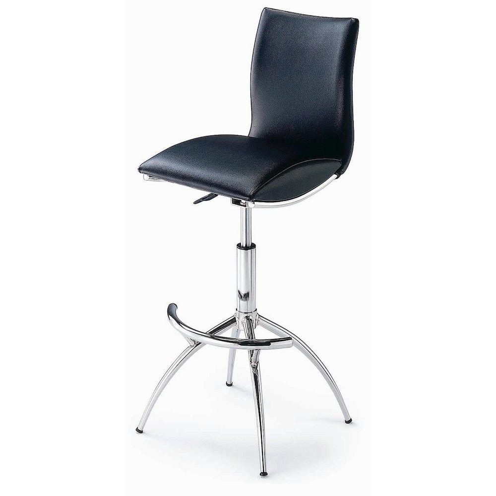 30". Standard Metal Frame Bar Stool With Faux Leatherette Set Of 2 In Black. Picture 2