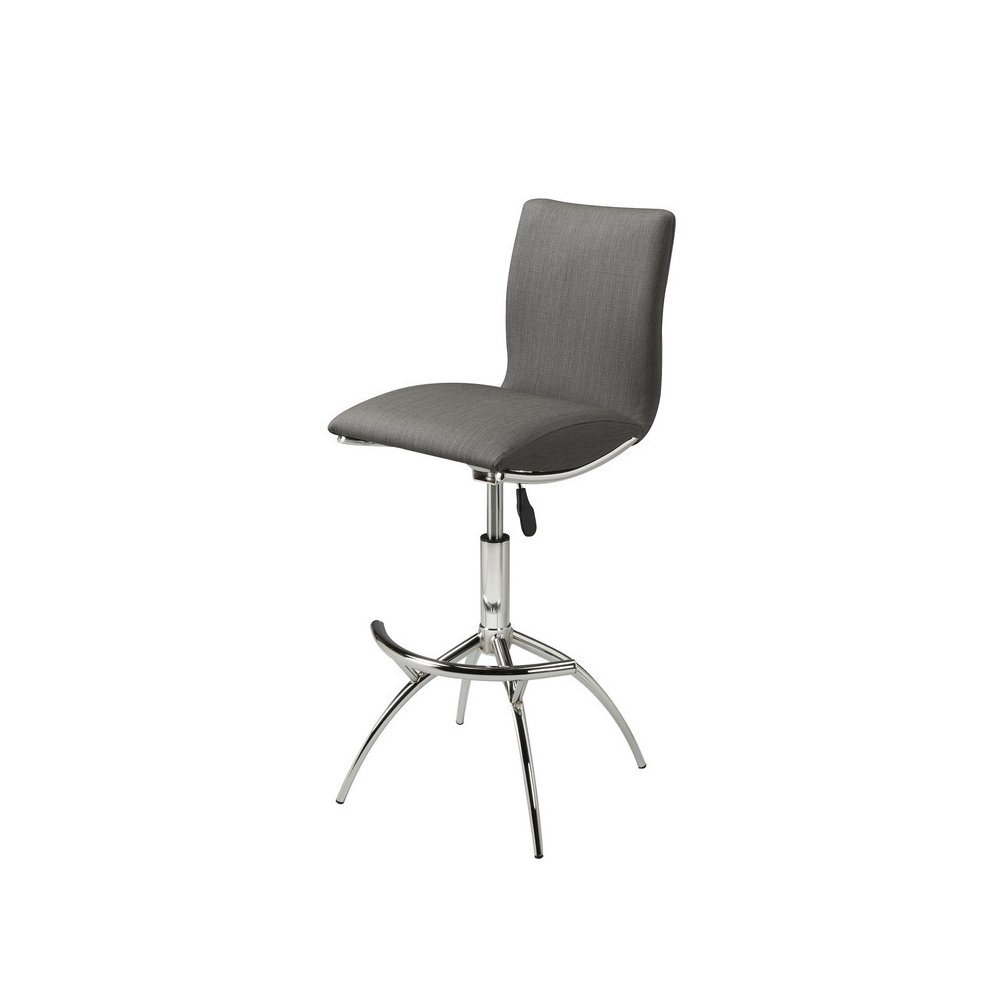 30". Standard Metal Frame Bar Stool With Faux Leatherette Set Of 2 In Grey. Picture 4