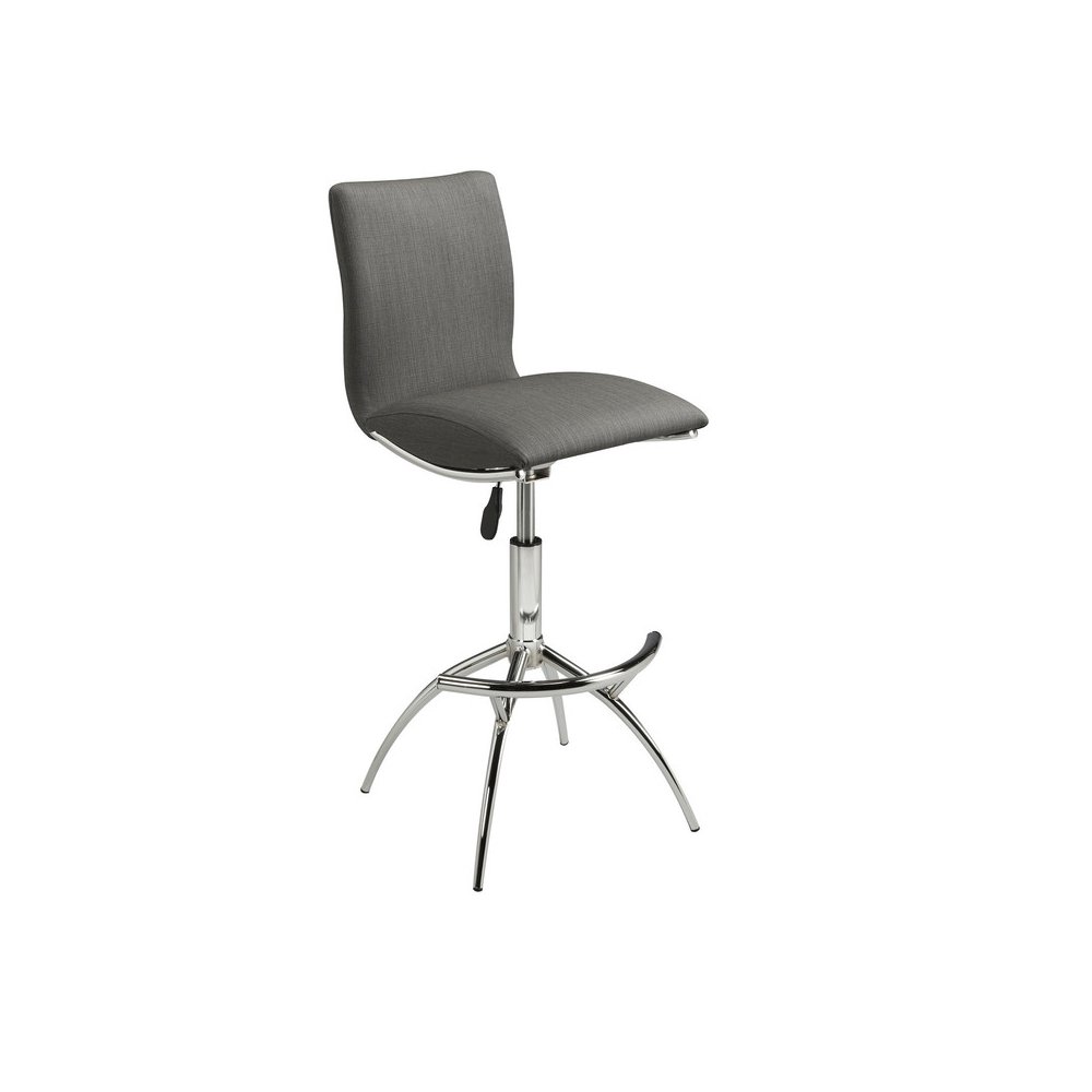 30". Standard Metal Frame Bar Stool With Faux Leatherette Set Of 2 In Grey. Picture 2
