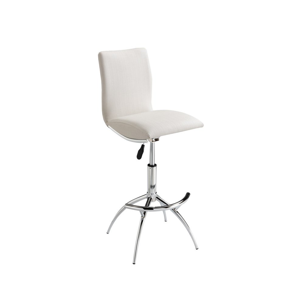 30". Standard Metal Frame Bar Stool With Faux Leatherette Set Of 2 In Soft White. Picture 2