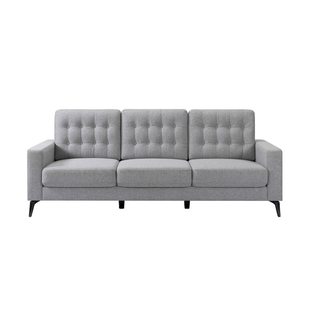 3-Seater Beneva Living Room Gray Upholstery Polyester Fabric. Picture 2