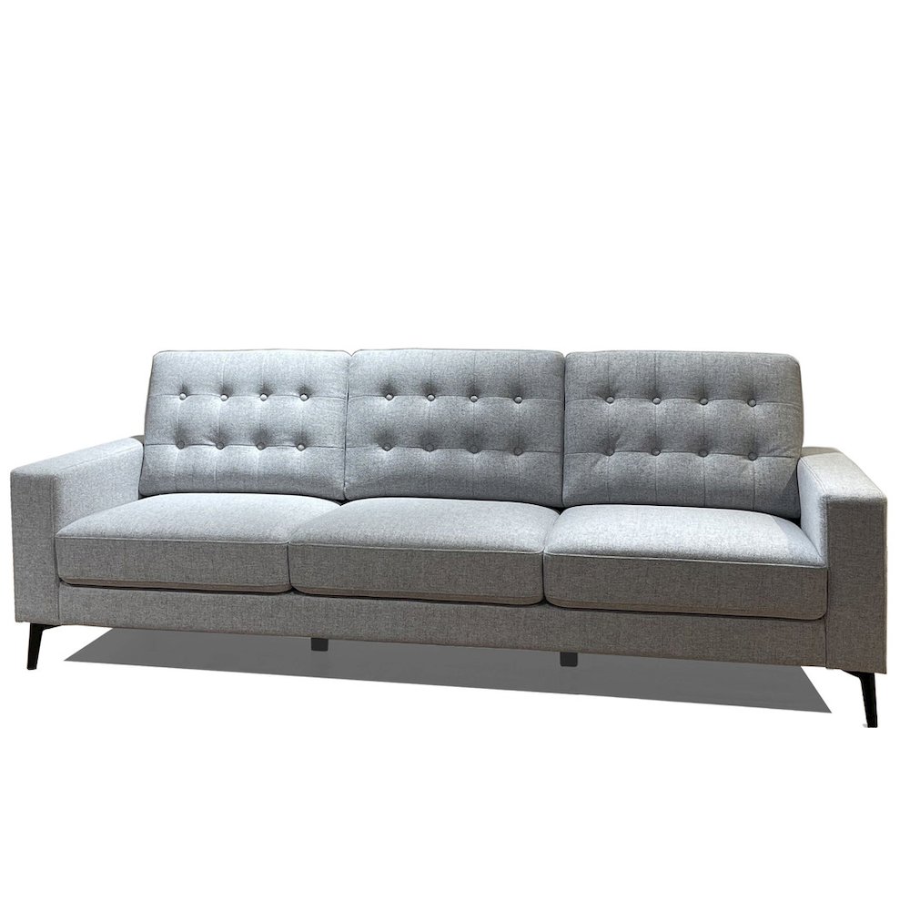 3-Seater Beneva Living Room Gray Upholstery Polyester Fabric. Picture 1