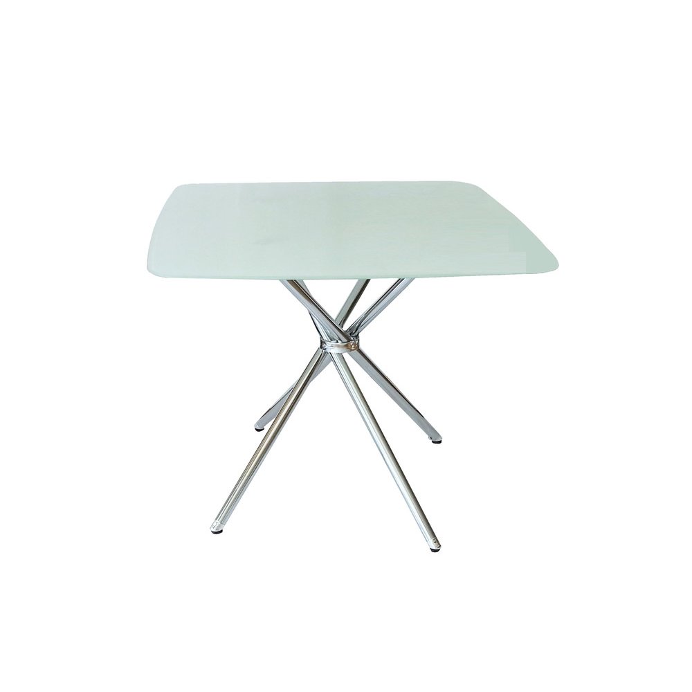 Square Modern Frosted/Chrome Tempered Glass 36 In. Criss Cross Legs. Picture 1