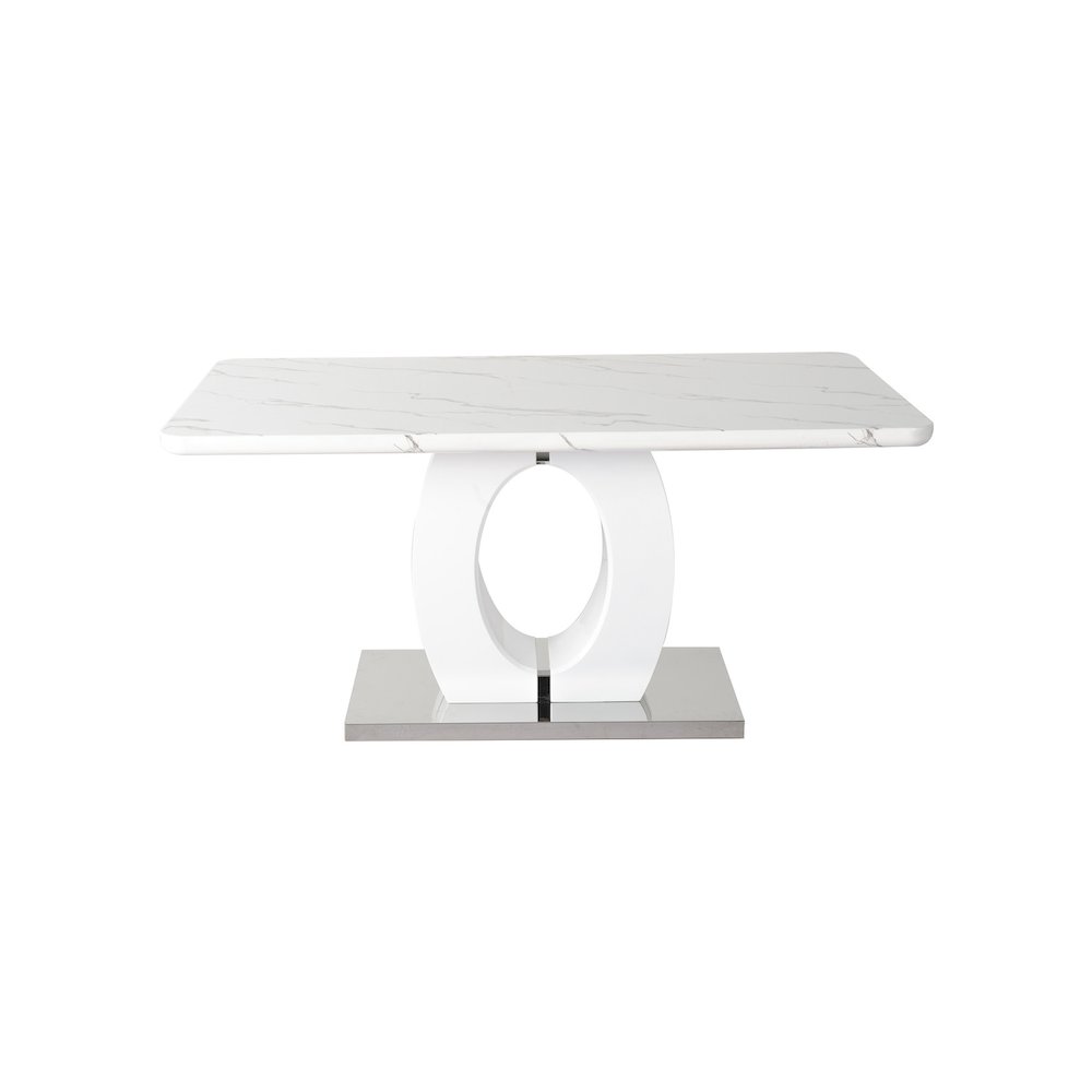 63" Rectangular Modern Glossy Lacquer Finish & Stainless Steel Base. Picture 4