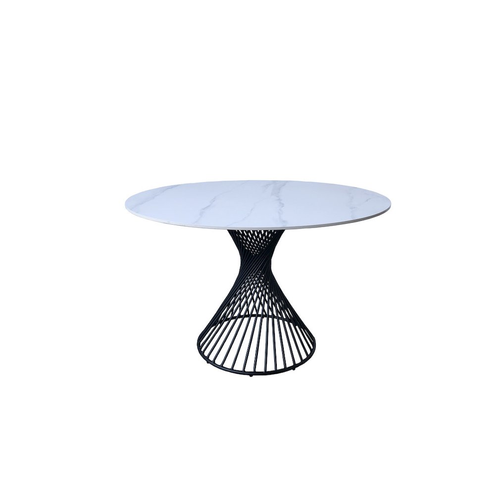 48" Modern Round Sintered Stone Dining Table White/Black. Picture 1