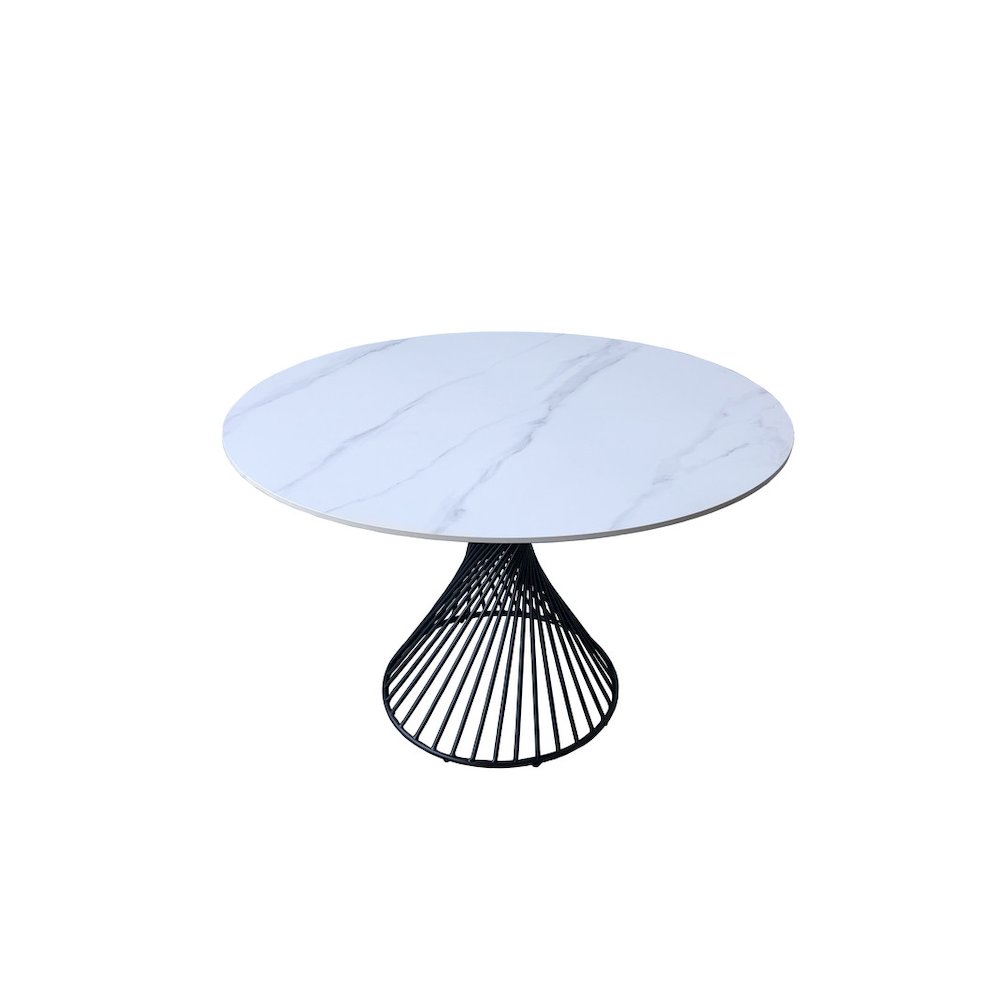 48" Modern Round Sintered Stone Dining Table White/Black. Picture 2