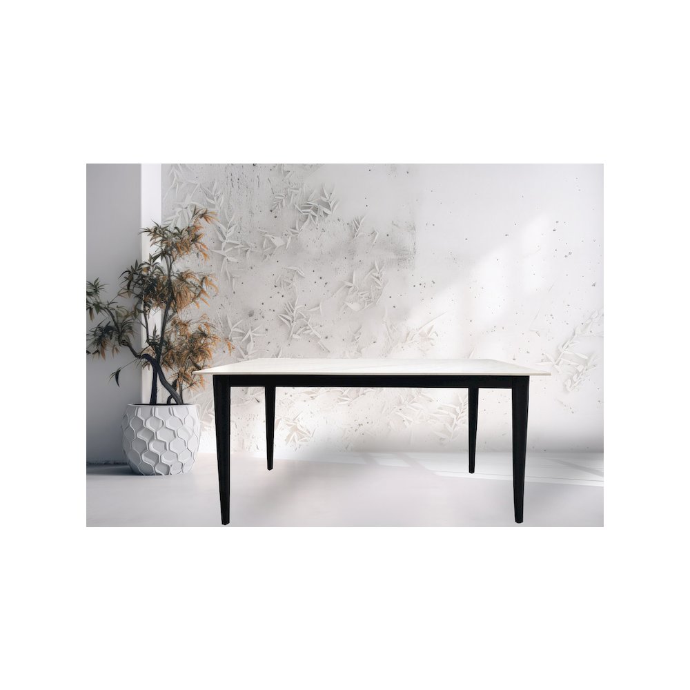 62" Modern Rectangular Sintered Stone Dining Table White/Black. Picture 4