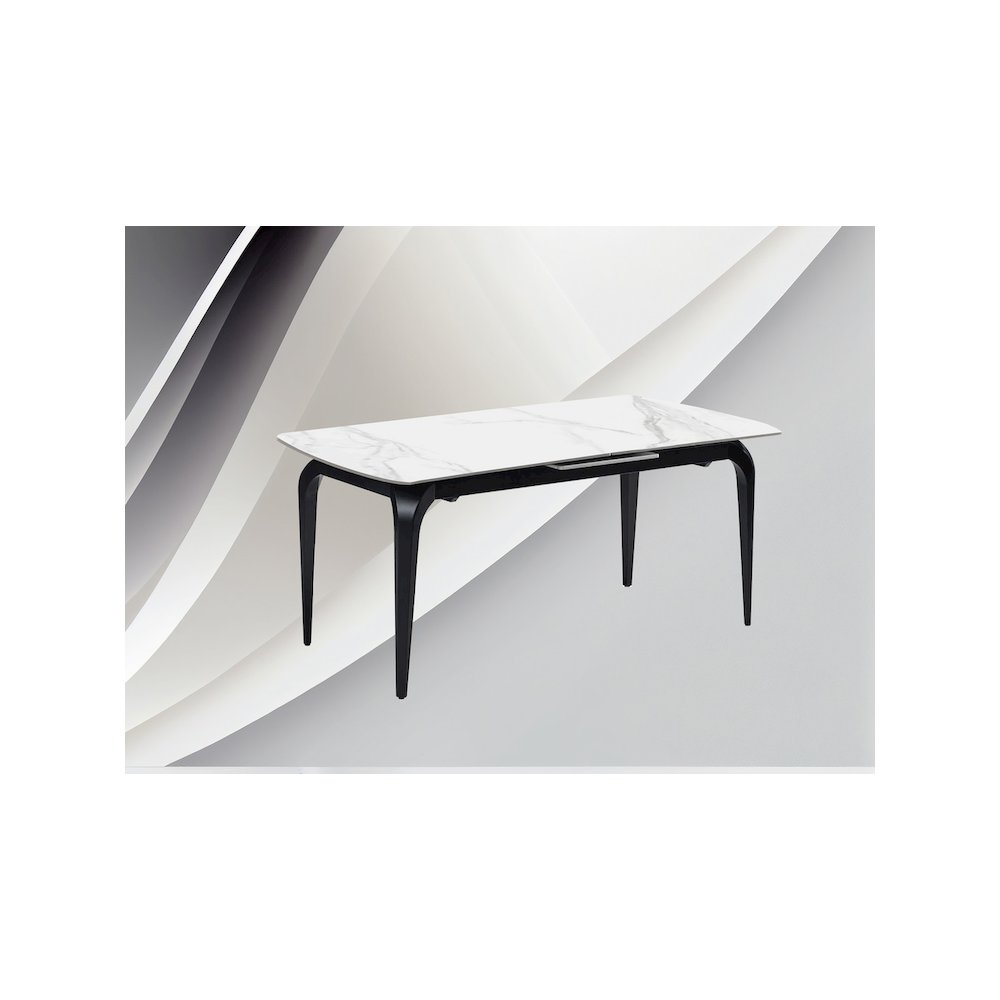 62-78-" Extended Modern Rectangular Sintered Stone Dining Table White/Black. Picture 1