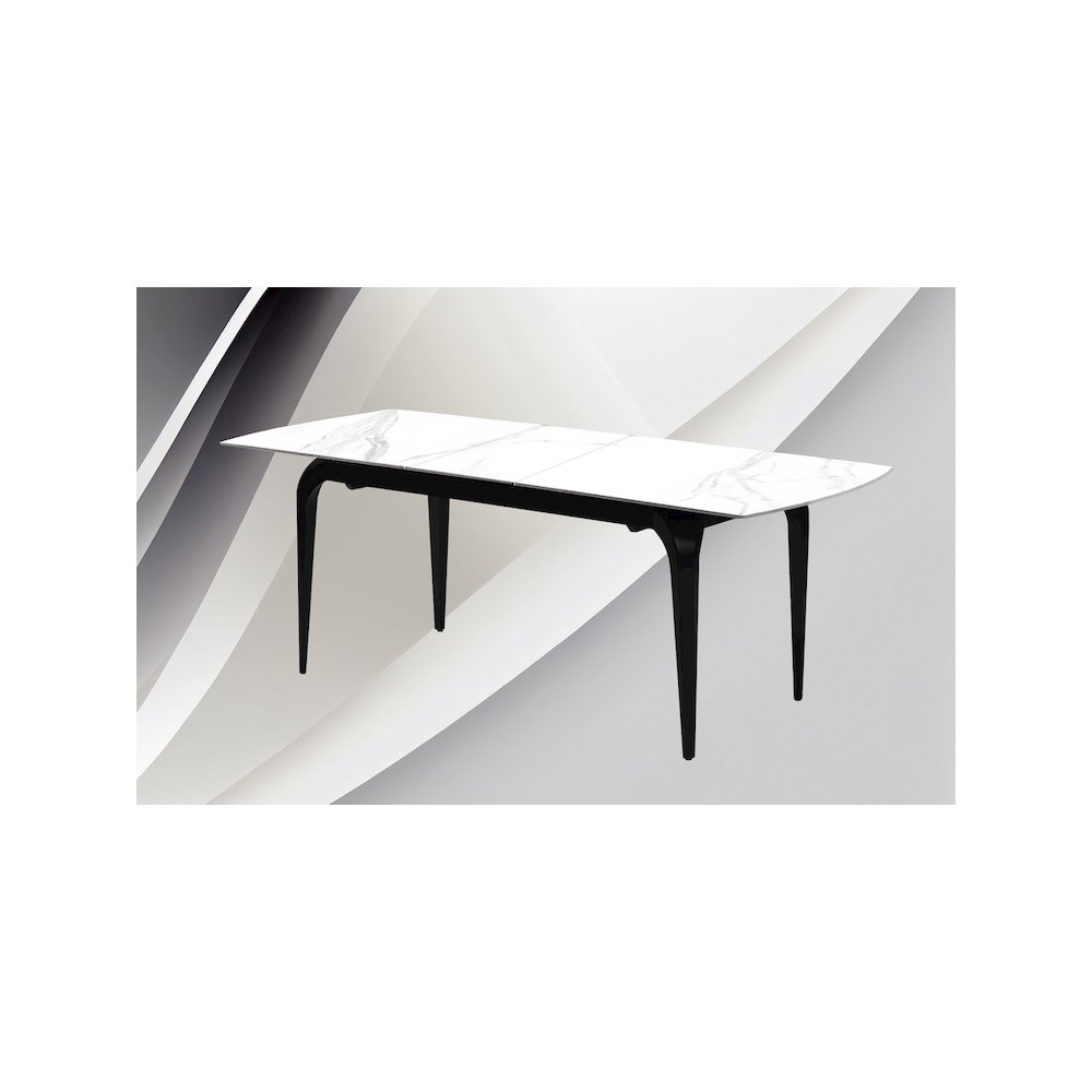 62-78-" Extended Modern Rectangular Sintered Stone Dining Table White/Black. Picture 2
