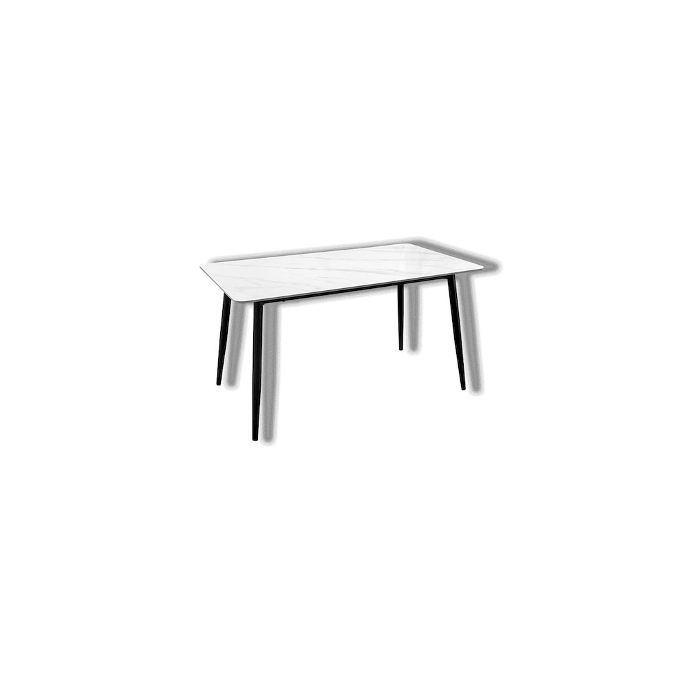 55" Modern Rectangular Sintered Stone Dining Table White/Black. Picture 2