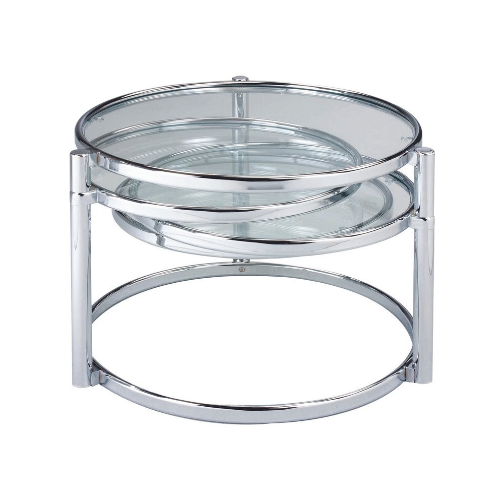 Cota-15 4-Tier Motion Tempered Glass And Chrome Frame Coffee Table. Picture 3