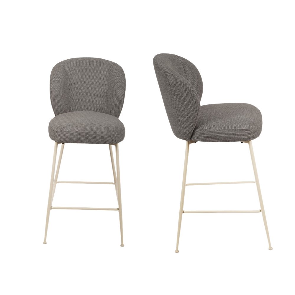 Upholstery Fabric Contemporary Counter Stool Height In Gray Set Of 2. Picture 1