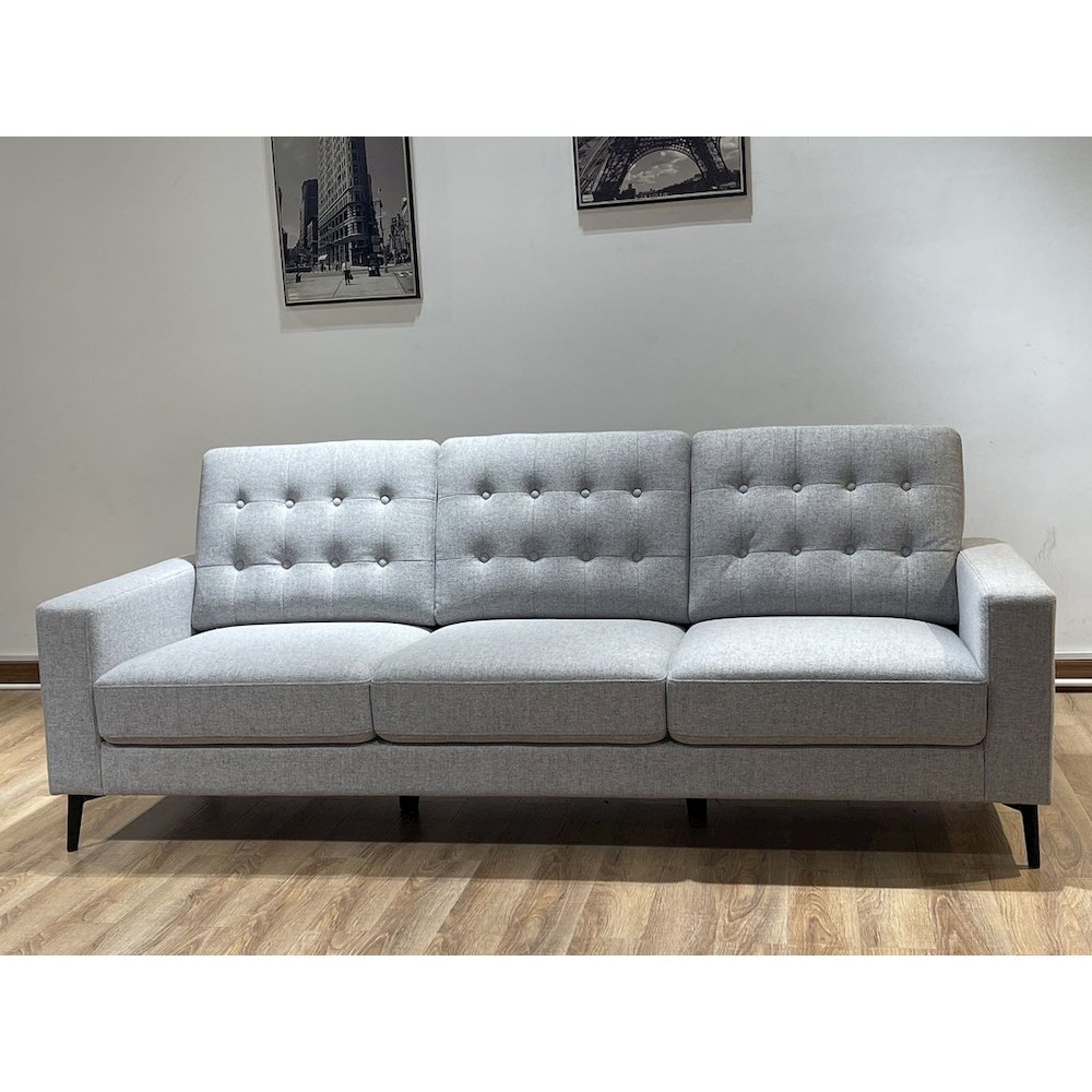 3-Seater Beneva Living Room Gray Upholstery Polyester Fabric. Picture 3