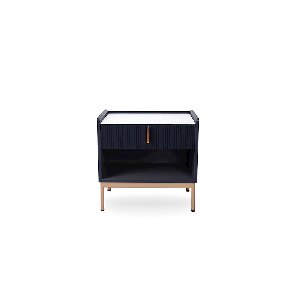 Loft Modern Sintered Stone End Table/ Night Stand In White/ Grey. Picture 1