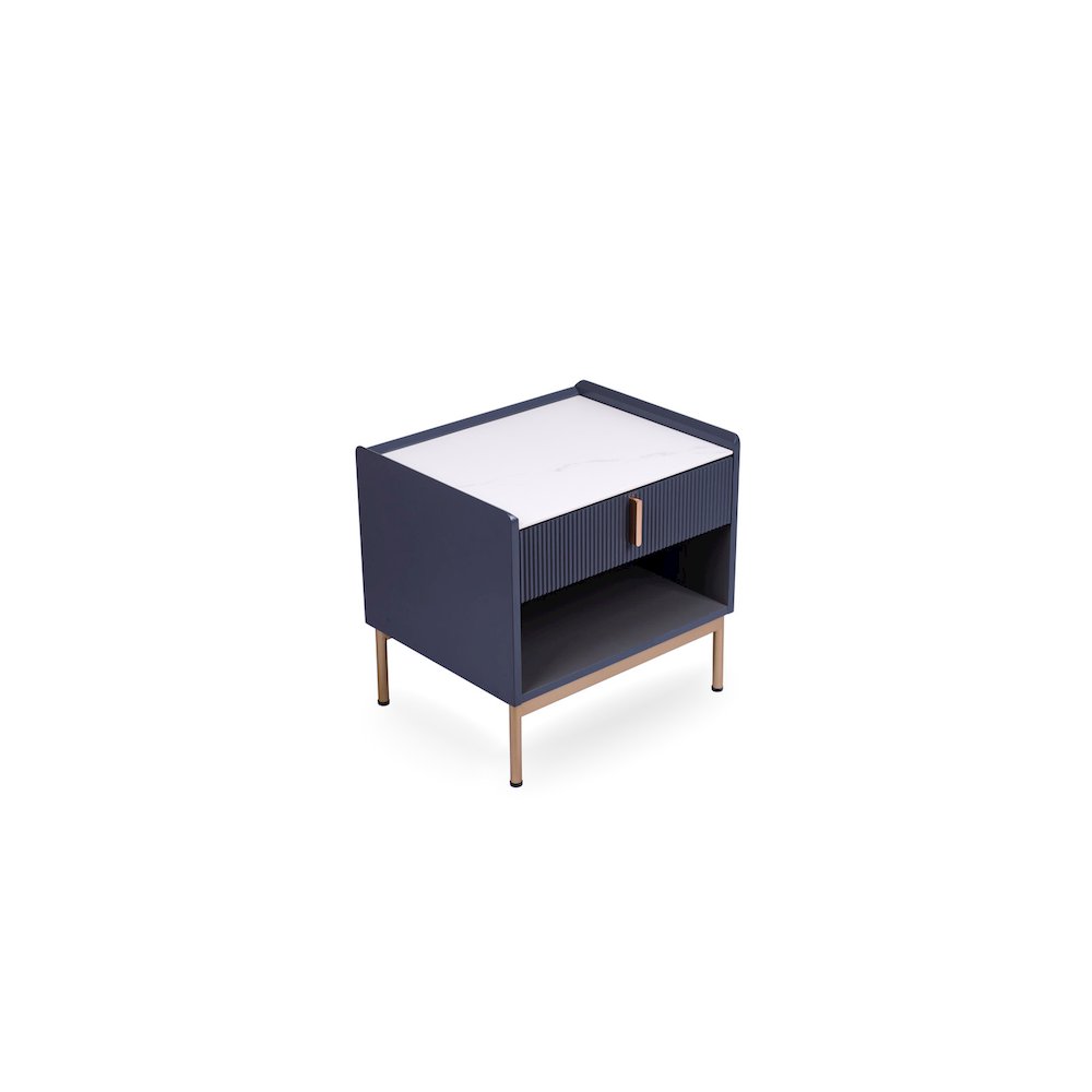 Loft Modern Sintered Stone End Table/ Night Stand In White/ Grey. Picture 2
